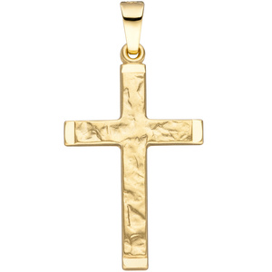 Anhnger Kreuz 585 Gold Gelbgold gehmmert Goldanhnger Goldkreuz Kreuzanhnger