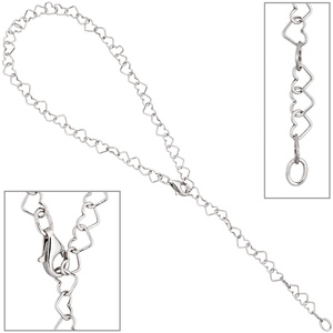 Fußkettchen Fußkette Herz 925 Sterling Silber 27 cm variabel verkürzbar