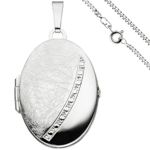 Medaillon oval Anhnger zum ffnen fr 2 Fotos 925 Silber mit Kette 50 cm