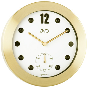 JVD HC07.2 Wanduhr Quarz analog golden mit kleiner Sekunde