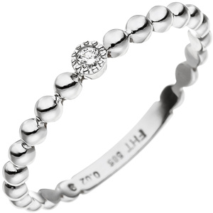 Damen Ring Kugel 585 Gold Weißgold 1 Diamant Brillant Weißgoldring Kugelring