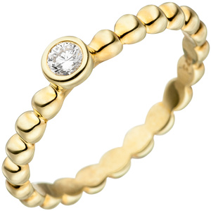 Damen Ring Kugel 925 Sterling Silber gold vergoldet 1 Zirkonia Kugelring