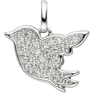 Kinder Anhänger Vogel 925 Sterling Silber mit 27 Zirkonia Kinderanhänger