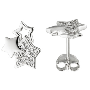 Ohrstecker Stern Sterne 925 Sterling Silber 26 Zirkonia Sternohrstecker