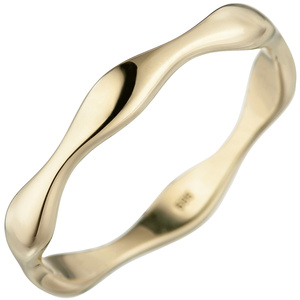 Damen Ring Welle 585 Gold Gelbgold Goldring gewellt
