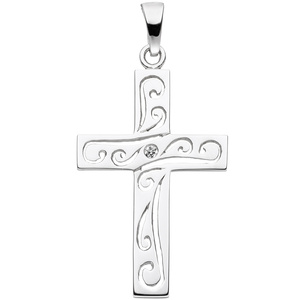 Anhnger Kreuz 925 Sterling Silber 1 Zirkonia Kreuzanhnger Silberkreuz