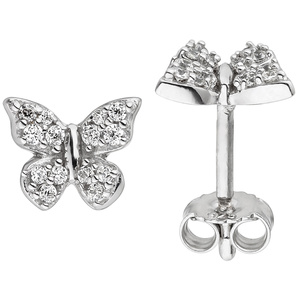 Kinder Ohrstecker Schmetterling 925 Silber mit 28 Zirkonia Kinderohrringe