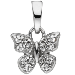 Kinder Anhänger Schmetterling 925 Sterling Silber mit 14 Zirkonia Kinderanhänger