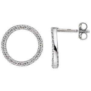 Ohrstecker rund 925 Silber mit 50 Zirkonia Ohrringe Silberohrstecker 12,2 mm