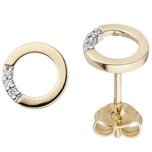 Ohrstecker rund 585 Gold Gelbgold 6 Diamanten Brillanten Ohrringe Goldohrstecker
