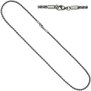 Halskette Kette Nylonkordel grau 80 cm mit Karabiner aus Edelstahl