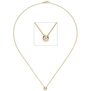 Collier Kette mit Anhnger 585 Gold Gelbgold 1 Diamant Brillant 45 cm