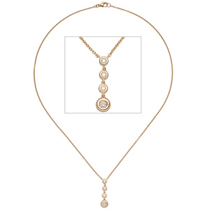 Collier Kette mit Anhänger 585 Gold Rotgold 4 Diamanten Brillanten 44 cm