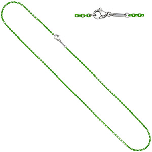 Rundankerkette Edelstahl grün lackiert 45 cm Kette Halskette Karabiner