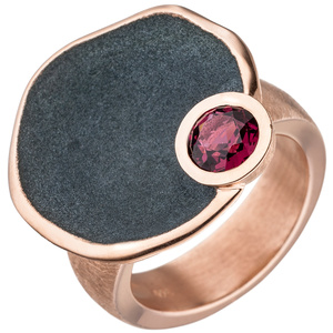 Damen Ring 925 Sterling Silber rotgold vergoldet 1 Rhodolith