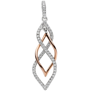 Anhänger 925 Sterling Silber bicolor vergoldet mit 61 Zirkonia Silberanhänger