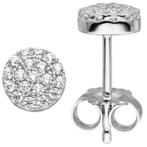 Ohrstecker rund 925 Sterling Silber mit 38 Zirkonia Ohrringe Silberohrstecker