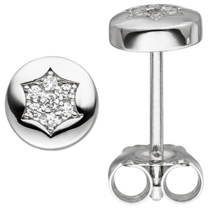 Ohrstecker Stern 925 Sterling Silber 14 Zirkonia Ohrringe Sternohrstecker