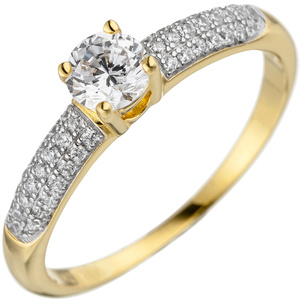 Damen Ring 925 Sterling Silber gold vergoldet mit Zirkonia
