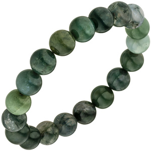 Armband Moosachat grün 19 cm Moosachatarmband Edelsteinarmband elastisch