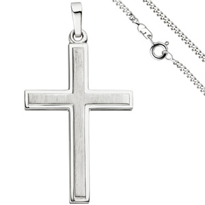 Anhnger Kreuz 925 Silber teil matt Kreuzanhnger Silberkreuz mit Kette 50 cm