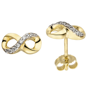 Ohrstecker Unendlichkeit 375 Gold Gelbgold bicolor 18 Zirkonia Ohrringe
