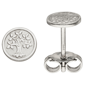 Ohrstecker Baum Lebensbaum 925 Sterling Silber mattiert Ohrringe Silberohrringe