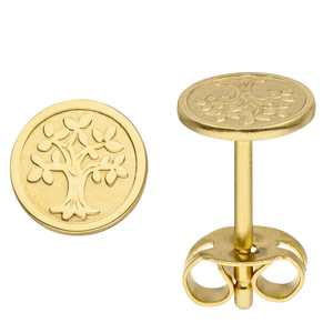 Ohrstecker Baum Lebensbaum 333 Gold Gelbgold mattiert Ohrringe Goldohrringe