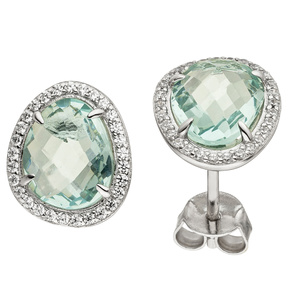 Ohrstecker 925 Sterling Silber 2 Glassteine hellblau blau 58 Zirkonia Ohrringe