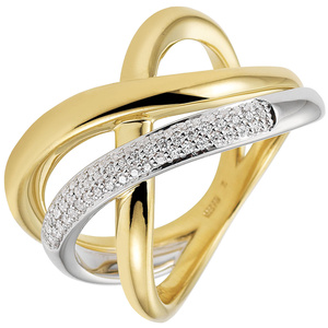 Damen Ring 585 Gold Gelbgold Weigold bicolor 61 Diamanten Brillanten Goldring