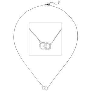 Collier Halskette 585 Gold Weißgold 13 Diamanten Brillanten 45 cm Kette