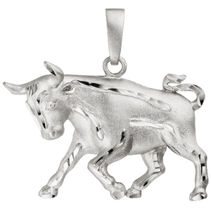 Anhänger Sternzeichen Stier 925 Sterling Silber teil matt Sternzeichenanhänger