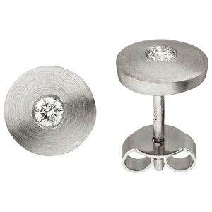 Ohrstecker 950 Platin matt 2 Diamanten Brillanten Ohrringe Platinohrringe