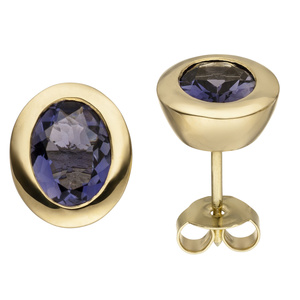 Ohrstecker 585 Gold Gelbgold 2 Iolithe Ohrringe Goldohrringe Iolithohrstecker