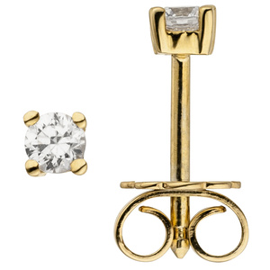Ohrstecker 585 Gold Gelbgold 2 Diamanten Brillanten 0,24 ct. Ohrringe