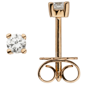 Ohrstecker 585 Gold Rotgold 2 Diamanten Brillanten 0,24 ct. Ohrringe