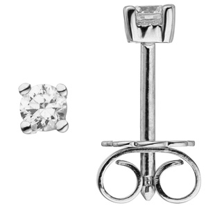 Ohrstecker 585 Gold Weißgold 2 Diamanten Brillanten 0,14 ct. Ohrringe