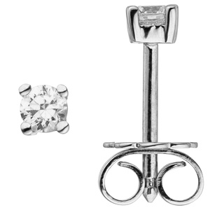 Ohrstecker 585 Gold Weißgold 2 Diamanten Brillanten 0,24 ct. Ohrringe