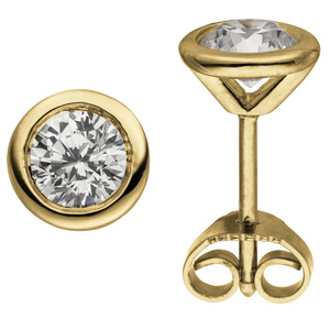 Ohrstecker rund 585 Gold Gelbgold 2 Diamanten Brillanten 1,00 ct. Ohrringe