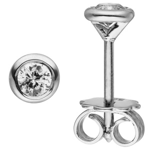 Ohrstecker rund 585 Gold Weißgold 2 Diamanten Brillanten 0,14 ct. Ohrringe