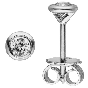 Ohrstecker rund 585 Gold Weißgold 2 Diamanten Brillanten 0,24 ct. Ohrringe