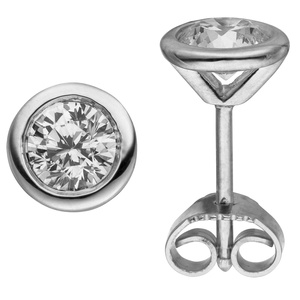 Ohrstecker rund 585 Gold Weißgold 2 Diamanten Brillanten 1,00 ct. Ohrringe