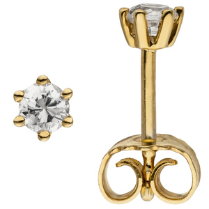 Ohrstecker 585 Gold Gelbgold 2 Diamanten Brillanten 0,24 ct. Ohrringe