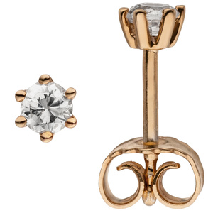 Ohrstecker 585 Gold Rotgold 2 Diamanten Brillanten 0,14 ct. Ohrringe
