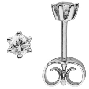 Ohrstecker 585 Gold Weißgold 2 Diamanten Brillanten 0,14 ct. Ohrringe