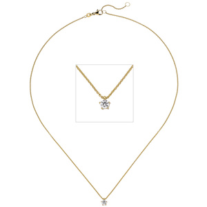 Collier Kette mit Anhänger 585 Gold Gelbgold 1 Diamant Brillant 0,15 ct. 45 cm