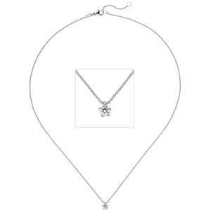 Collier Kette mit Anhänger 585 Gold Weißgold 1 Diamant Brillant 0,25 ct. 45 cm