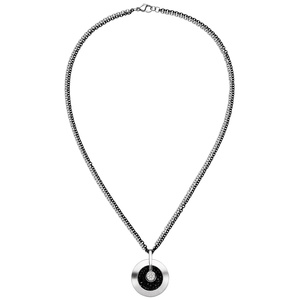 Kette 2-reihig mit Anhänger Edelstahl 8 Zirkonia und Kristallsteine 45 cm