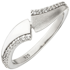 Damen Ring 925 Sterling Silber 24 Zirkonia Silberring
