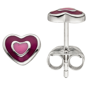 Kinder Ohrstecker Herz 925 Sterling Silber Ohrringe Kinderohrringe